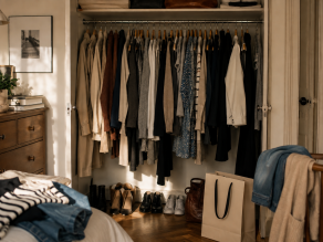 Armadio che illustra il modello di acquisti di vestiti indossati raramente